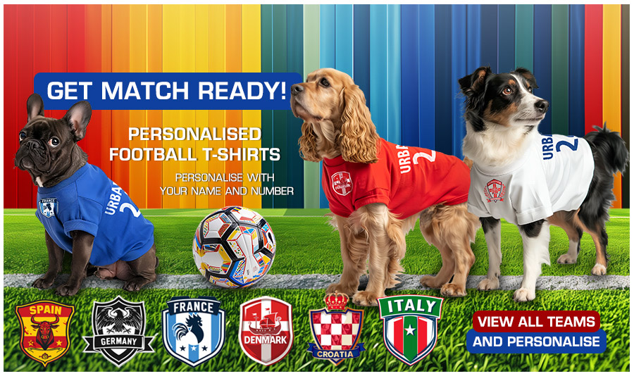 View Euro Football Collection - Personalised Dog T-Shirts
