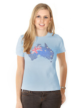 Australia GlamourGlitz Flag Women's T-Shirt - Exclusive GlamourGlitz ''Mommy and Me'' Women's T-Shirt.  Designed with a full Australian Flag design, crafted with Red, Silver and Blue Rhinestuds that catch a sparkle in the light. Whether you wear this to match up with your pet or just on it's own, you can be sure you are wearing a unique design....