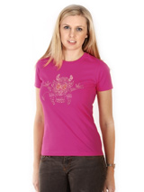 Little Devil GlamourGlitz Women's T-Shirt - Exclusive GlamourGlitz ''Mommy and Me'' Women's T-Shirt.  A devilish T-Shirt for the little devil in us all, a beautiful pink devil design crafted with Pink Rhinestuds that catch a sparkle in the light. Whether you wear this to match up with your pet or just on it's own, you can be sure you are wear...