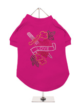 Love Heart GlamourGlitz Dog T-Shirt - Exclusive GlamourGlitz 100% Cotton Dog T-Shirt. With a symbolic heart tattoo design representing love and courage. Crafted with Red, Green, Silver and Gold Rhinestuds that catch a sparkle in the light. Wear on it's own or match with a GlamourGlitz ''Mommy and Me'' Women's T-Shirt to complete the loo...