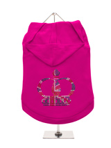 GlamourGlitz Royal Crown Dog Hoodie - Exclusive GlamourGlitz 100% Cotton Hoodie. Fit for your prince or princess, the Crown Design is a real style indicator and a must have look. Crafted with Red, Silver and Blue Rhinestuds that catch a sparkle in the light. Wear on it's own or match with a GlamourGlitz ''Mommy and Me'' Women's T-Shirt...