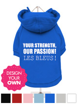 "Design Your Own" Fleece-Lined Dog Hoodie / Sweatshirt - A fun, funky dog hoodie / sweatshirt with drawstring hood. Made from high quality 100% cotton, fleece lined for keeping your pooch warm and comfortable and features a cotton-flex ''xxxDesignxxx'' design.
