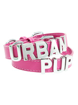 Fuschia Leather Personalised Dog Collar (Chrome Letters) - Fuschia Leather Personalised Dog Collar (Chrome Letters)