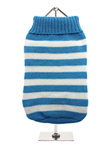 Blue & White Candy Stripe Sweater - Nothing spells out fun more than a candy stripe sweater, on these cold days and nights it brings a ray of sunshine into dull days. But it has to be practical and keep the wearer snug and warm which it does with style and panache.