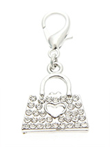 Swarovski Handbag Dog Collar Charm (Clear Crystals) - No girl goes anywhere without their handbag so why should your girl be any different. Although you can't put anything in this handbag it is still a stunning accessory with its 30 Swarovski crystals and silver handles.