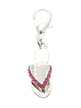 Swarovski Flip Flop Dog Collar Charm (Pink Crystals) - This is a very fancy flip flop but a very nice one never the less. Finished in Pink Swarovski crystals it is just perfect for the girl in your life.