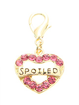 ''Spoiled'' Heart Dog Collar Charm - They may be spoiled rotten but they are worth it. Confirm their special place in your life with this beautiful gold and pink charm.  