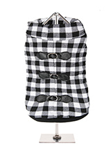Two Tone Checked Coat - With its soft funnel neck this stunning coat is elegant and practical and is guaranteed to keep the cold at bay and the soft fleece lining will keep your dog toasty warm. The arms and hem are elasticated for a great fit. It features three faux fasteners but the coat has four poppers which fasten alo...
