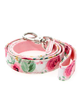 Pink Floral Cascade Fabric Lead - Here at Urban Pup our design team understands that everyone likes a coordinated look. So we added a Floral Cascade Fabric Lead to match our Floral Cascade Harness, Bandana and collar. This lead is lightweight and incredibly strong.