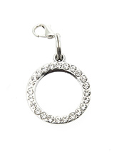 Circle Diamante Mirrored Dog Collar Charm - If you are looking for bling then look no further. Our Bone Diamante Dog Collar Charm is encrusted with diamantes and if that was not enough it also has a mirror finish inset. It attaches to any collar's D-ring with a lobster clip. 
