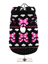 Wonderland Hooded Sweater - Our Wonderland Hooded Sweater has a lovely combination of snowflakes,  hearts and bows against a jet back background all topped off with a  white pompom making this a very stylish and attractive sweater. Finished  with an on trend high neck and elasticated sleeves to ensure a great fit  from front t...