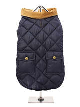 Navy Blue Quilted Town & Country Coat - Introducing Urban Pup's Quilted Town and Country Coat, expertly designed  for a fusion of lightweight warmth and timeless elegance. This  versatile piece is perfect for the sophisticated canine, whether  strolling through the city or exploring the countryside.Featuring a luxurious soft corduroy coll...