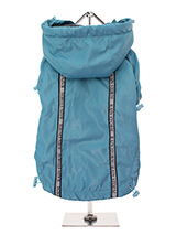 Teal Blue Rainstorm Rain Coat - Our new Teal Blue Rainstorm Rain coat will protect your dog from the rain and with it's hi-visibility stripe will help them be seen. The adjustable draw string hood will keep the raincoat snug to your dogs face and a drawstring on the hem will allow you to get a nice tight fit to keep the body warm...