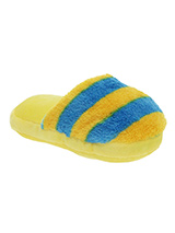 Yellow & Blue Striped Slipper Plush & Squeaky Dog Toy - There is nothing a dog likes more than chewing shoes and slippers, so rather than chew yours let them chew on this fun toy. Cuddly with colourful textures, with an added squeak to entertain your pet! These soft, cute and cuddly toys are designed for your dog to both snuggle and play with.