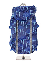 Storm Print Rainstorm Rain Coat - Our new Storm Clouds Rainstorm Rain coat will protect your dog from the rain and with it's hi-visibility stripe will help them be seen. The adjustable draw string hood will keep the raincoat snug to your dogs face and a drawstring on the hem will allow you to get a nice tight fit to keep the body wa...