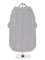 Grey Cable Knitted Sweater - Our Grey Cable Knitted Sweater has a tactile cable knit finish that is 
soft to the touch and easy on the eye. A high turtle neck and 
elasticated sleeves make this sweater extra cosy not to mention very 
stylish and chic. A must for keeping your dog warm in those cold days 
and nights.