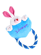 Heart to Heart Bunny Rope Toy - Give you dog a heartfelt message of love with our tug O war I love you toy. Dogs like nothing better than a round of tug o' war, but just remember to let them win! This toy will provide hours of fun for your pup as he squeaks with every bite. These soft, cute and cuddly toys are designed for your...