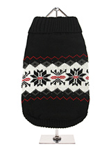 Black Snowflake Sweater - A beautiful knitted black vintage design sweater has a cute snowflake  pattern that is inspired by the landscape weather and culture of  Scandinavia. This sweater is a stylish yet practical way to keep your  dog warm. A high turtle neck and elasticated sleeves make this sweater  extra cosy and the v...