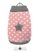 Pink Star Sweater - Our Pink Star Sweater perfect for girl dogs. It has a raised soft touch  star with matching neck hem and arms. The pink polka dot body contrasts  beautifully. This sweater is a stylish yet practical way to keep your  dog warm. A turtle neck and elasticated sleeves make this sweater extra  cosy and t...