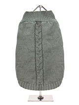 Grey Cable Sweater - A traditional style cable knit sweater is truly timeless and will keep  your dog warm and snug in the cold days ahead. Finished with an on trend  high neck and elasticated sleeves to ensure a great fit from front to  back make this sweater extra cosy and the vibrant pattern will brighten  up even th...