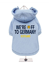 Scotland We're Off to Germany Sweatshirt - Away Blue - Our Away Blue 'We're Off to Germany Sweatshirt' says it all, Scotland  are back at the Euros for 2024. Scotland's impressive run of games in  the Euro 2024 qualifiers has been remarkable so this is the perfect way  for your dog to get in on the action when you are cheering them on. A  fun, funky dog...