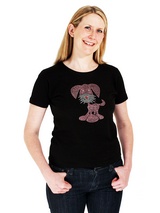 UrbanPup GlamourGlitz Women's T-Shirt - Exclusive GlamourGlitz ''Mommy and Me'' Women's T-Shirt.  This cute, light hearted design for dog lovers is sure to please your best friend and make a statement about who is the love of your life. Crafted with Pink and Silver Rhinestuds that catch a sparkle in the light. Whether you wear this to mat...