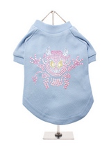 Little Devil GlamourGlitz Dog T-Shirt - Exclusive GlamourGlitz 100% Cotton Dog T-Shirt. A devilish T-Shirt for your little devil, a beautiful devil design crafted with Pink Rhinestuds that catch a sparkle in the light. Wear on it's own or match with a GlamourGlitz ''Mommy and Me'' Women's T-Shirt to complete the look.