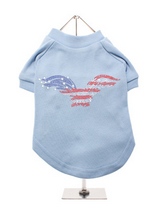 American Eagle GlamourGlitz Dog T-Shirt - Exclusive GlamourGlitz 100% Cotton Dog T-Shirt. Embellished with a soaring American Eagle, the National Emblem and crafted with Red, Silver and Blue Rhinestuds that catch a sparkle in the light. Wear on it's own or match with a GlamourGlitz ''Mommy and Me'' Women's T-Shirt to complete the look.