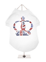 Royal Crown GlamourGlitz Dog T-Shirt - Exclusive GlamourGlitz 100% Cotton Dog T-Shirt. Fit for your prince or princess, the Crown Design is a real style indicator and a must have look. Crafted with Red, Silver and Blue Rhinestuds that catch a sparkle in the light. Wear on it's own or match with a GlamourGlitz ''Mommy and Me'' Women's T-S...