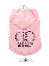 GlamourGlitz Royal Crown Dog Hoodie - Exclusive GlamourGlitz 100% Cotton Hoodie. Fit for your prince or princess, the Crown Design is a real style indicator and a must have look. Crafted with Red, Silver and Blue Rhinestuds that catch a sparkle in the light. Wear on it's own or match with a GlamourGlitz ''Mommy and Me'' Women's T-Shirt...