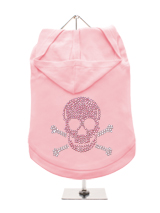 GlamourGlitz Skull & Crossbones Dog Hoodie - Exclusive GlamourGlitz 100% Cotton Hoodie. Embellished with a Skull & Crossbones design and crafted with Pink & Silver Rhinestuds that catch a sparkle in the light. Wear on it's own or match with a GlamourGlitz ''<b>Mommy & Me</b>'' Women's T-Shirt to complete the look.