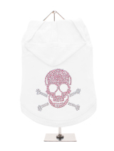 GlamourGlitz Skull & Crossbones Dog Hoodie - Exclusive GlamourGlitz 100% Cotton Hoodie. Embellished with a Skull and Crossbones design and crafted with Pink and Silver Rhinestuds that catch a sparkle in the light. Wear on it's own or match with a GlamourGlitz ''Mommy and Me'' Women's T-Shirt to complete the look.