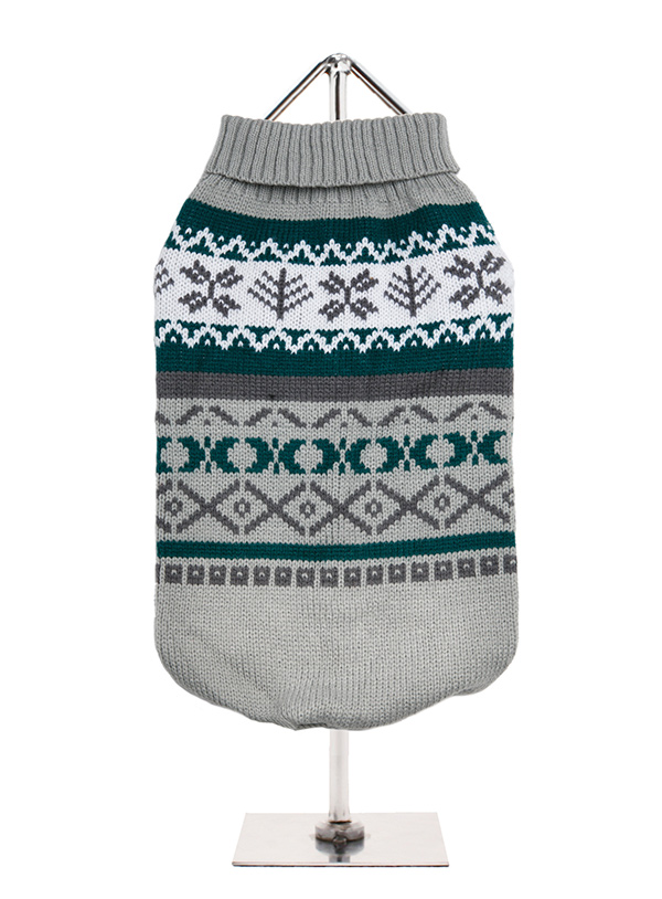 Grey Fair Isle Vintage Sweater | Dog Summer Fashion Trends at Urban Pup