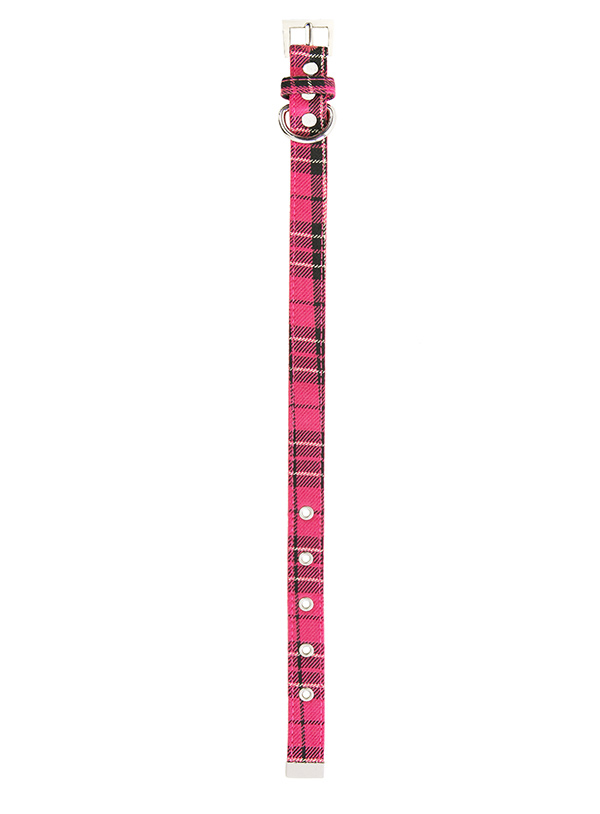 Fuschia Pink Tartan Fabric Collar Dog Collars at Urban Pup