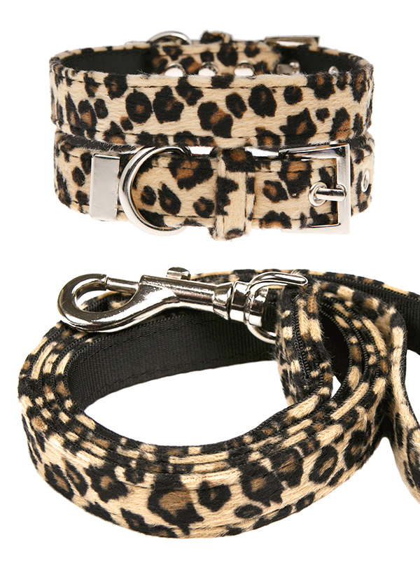 Leather leopard print dog hot sale collar