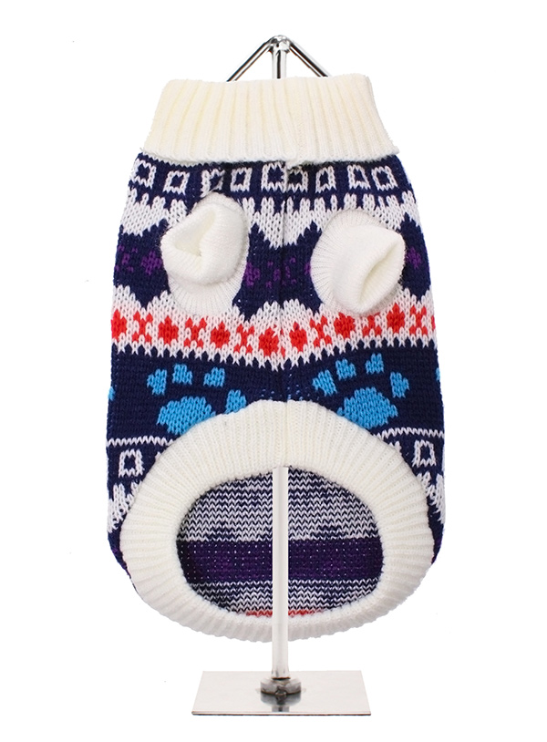 White Fair Isle Vintage Sweater | Dog Knitted Sweaters at Urban Pup