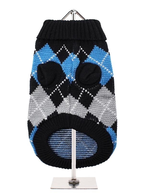 Black and Blue Argyle Sweater | Dog Knitted Sweaters at Urban Pup