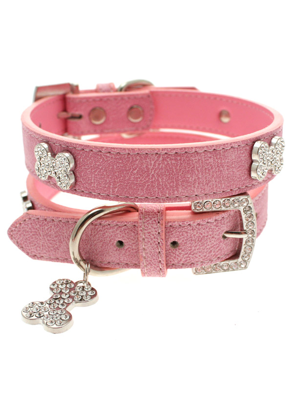 Concha Pink Leather Collar - Tails in the City