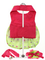 Hot Pink & Polka Dot Harness Dress, Lead & Hat