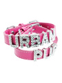 Fuschia Leather Personalised Dog Collar (Diamante Letters)