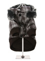 Brown Checked Parka with Detachable Hood