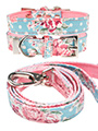 Vintage Rose Floral  Fabric Collar & Lead Set