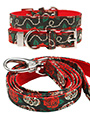 Skull & Roses Fabric Collar & Lead Set