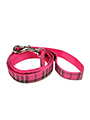 Fuschia Pink Tartan Fabric Collar & Lead Set