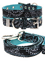 Black & Blue Paisley Collar & Lead Set