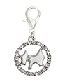 Diamante Circle Scottie Dog Collar Charm