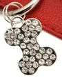 Red Leather Diamante Collar & Diamante Bone Charm