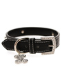 Black Leather Diamante Collar & Diamante Bone Charm