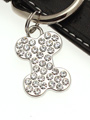 Black Leather Diamante Collar & Diamante Bone Charm