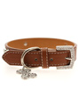 Brown Leather Diamante Collar & Diamante Bone Charm